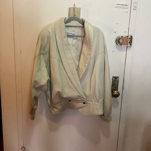 Vintage 80s batwing leather jacket, cream (medium)
